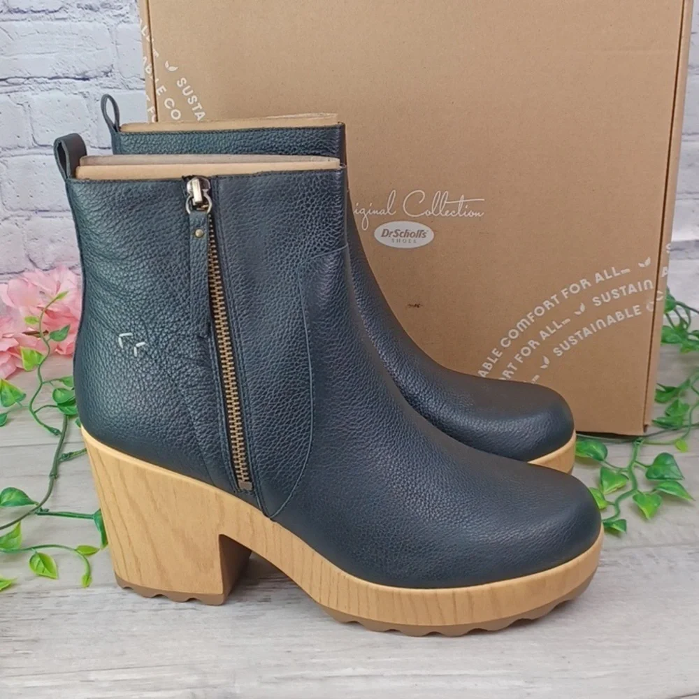 Dr. Scholl's Win Over Zipper Platform Ankle Boots NIB